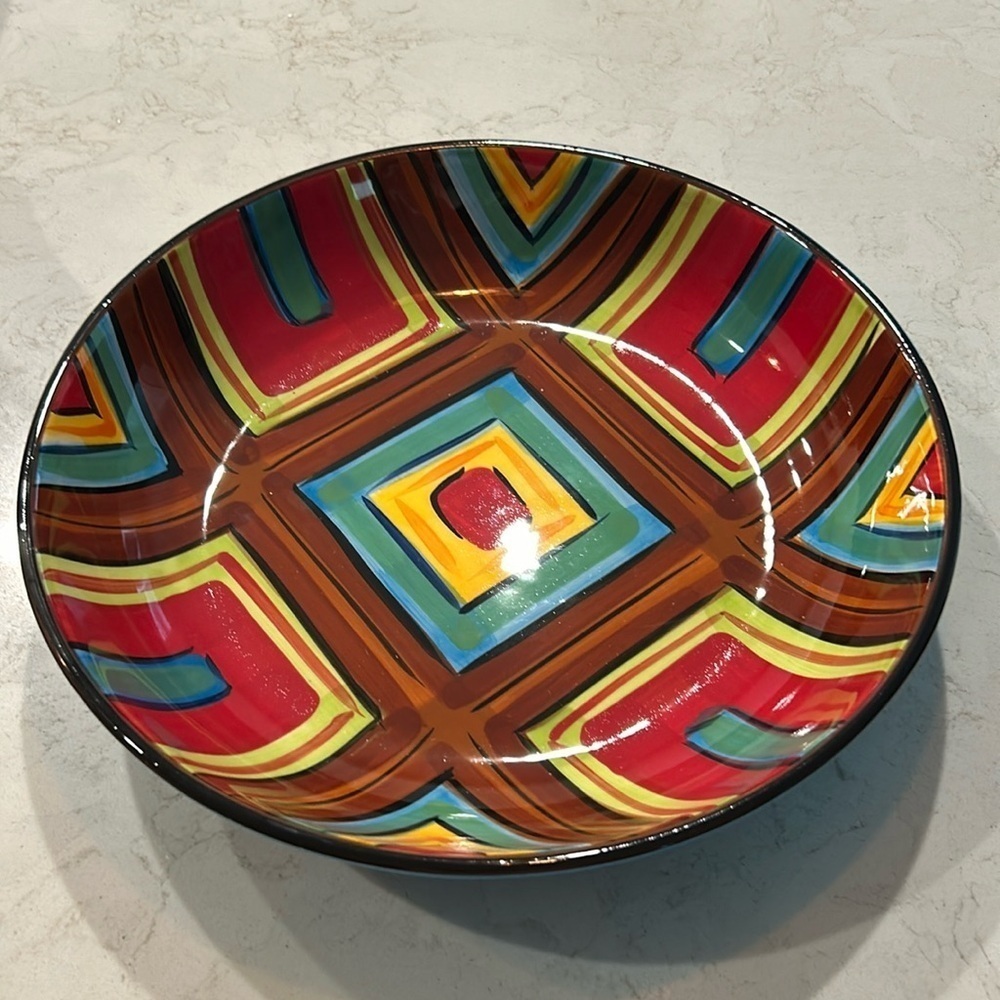 Southern Living at Home Gail Pittman Brio Large Bowl Red Brown Yellow